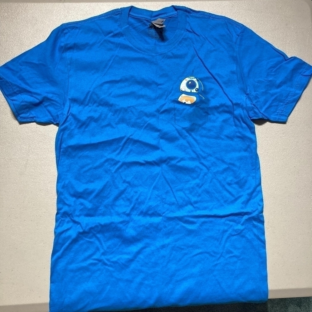 Star Wars TeeTurtle Blue BB8 Droid Pocket Tee T-Shirt Men's Small S Movie Retro